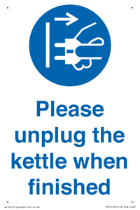 Please unplug the kettle when finished
